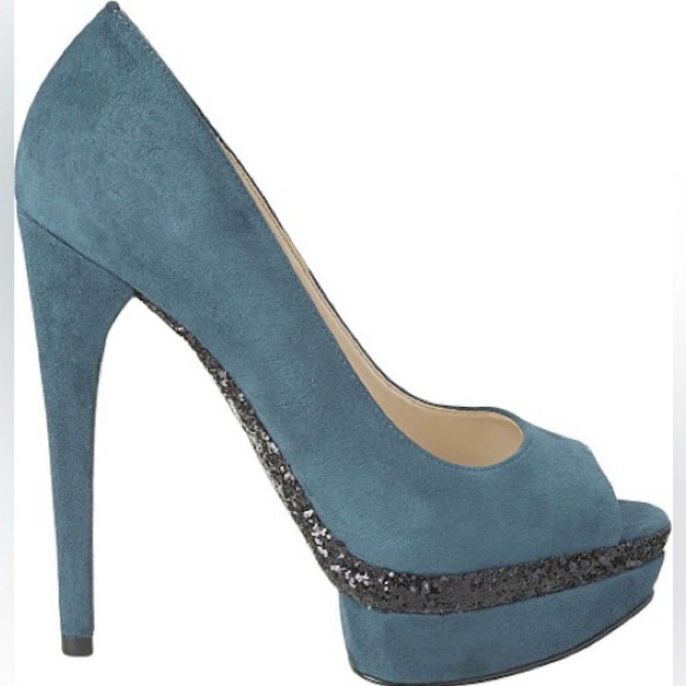 NWOB Boutique 9 Nixit Suede Platform Peep Toe Heel